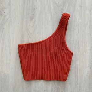Babaton Sculpt Knit One-Shoulder Cropped Tank